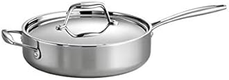 Tramontina Covered Deep Saute Pan Stainless Steel Induction-Ready Tri-Ply Clad 3-Quart, 80116/058DS