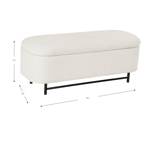Image of HomePop 46 inch Ellipse Storage Bench with Metal Legs - Cream Boucle