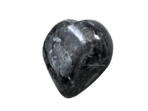 Image of Crystal Heaven Larvikite Crystal Heart Palm Pebbles Stones For Anxiety Stress Relief Massage-Aaa Grade Original Healing Gemstone Agate Heart Palm Stone For Yoga Meditation Spiritual