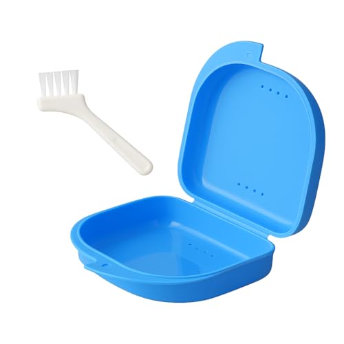 Jdacla® 1 Caja para Férula Dental + 1 Minicepillo de Regalo/Caja de Ortodoncia Ventilada de PP de Calidad/Caja para Invisalign/Caja para Aparato Dental de Color Azul