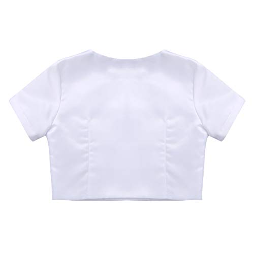 Kids Girls Satin Bolero Shrug Short Sleeve Button Cardigan Wedding Party Bridesmaid Dress Cover Up4