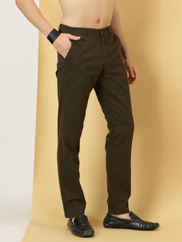 Image of Thomas Scott Men's | Solid | Light Weight | Breathable Fabric | 4 Pockets | Mid Rise | Slim Fit | 100% Cotton | Button Waist | Chino Trouser | Pants