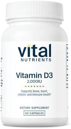 Vital Nutrients - Vitamin D3 - Supports Calcium Absorption and Bone Health - 90 Vegetarian Capsules per Bottle - 2,000 IU