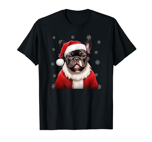 Frenchie Santa Xmas Festive Winter French Bulldog Christmas T-Shirt
