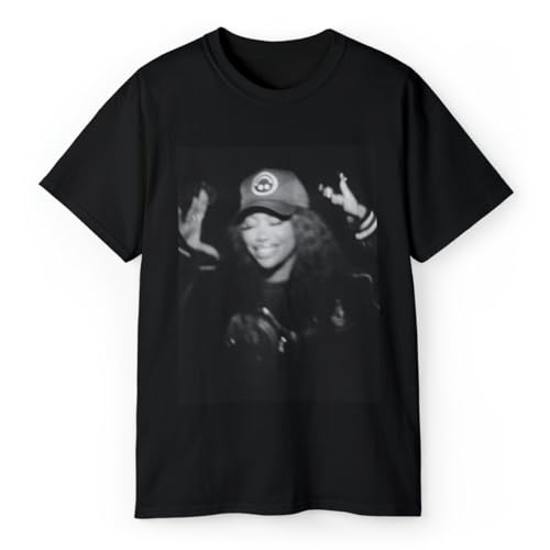 Photo de zhouxiaojian SZA Black and White T-Shirt Short Sleeve Cotton Black Women Men S to 5XL HC2236 Black 3XL