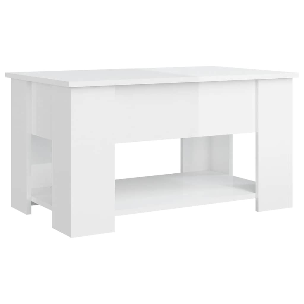 Tavolino Salotto Elevabile 79x49x41 cm Bianco Lucido