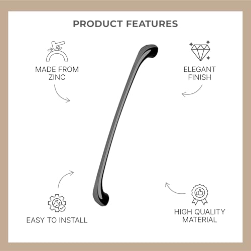 Image of LAPO 12 Inch Pull Handles for Home & Office Areas, Suitable for Drawer & Cabinet, Secure Grip Design, Quick Screw Fixing, Fade Resistant Surface, Hole to Hole Size 28.5 cm (Black, Pack of 6)