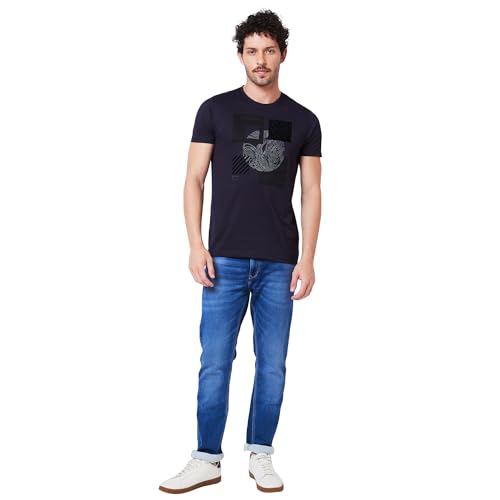 Image of Spykar Men's Slim Fit Round Neck Half Sleeve Solid Casual T-Shirt