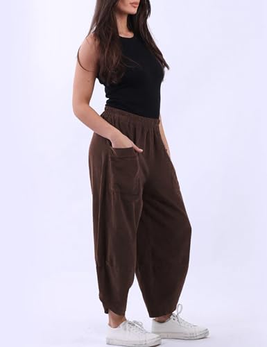 Yeokou Womens Baggy Wide Leg Pants Casual Corduroy Elastic Waist Harem Trousers with Pockets2