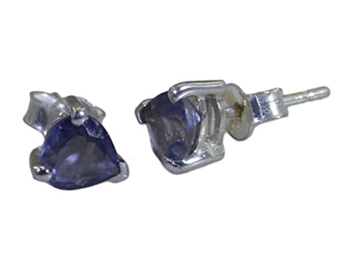 Boucle d'oreille iolite argent 925 anti-allergie pour femme