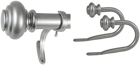 Decopolitan 278656836 1-Inch Urn Single Window Treatment Rod Set, 36 to 72-Inch, Antique Silver & Urn Holdback Pair for Draperies, 1-Inch, New Antique Silver