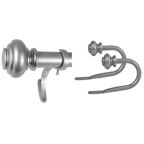 Decopolitan 278656836 1-Inch Urn Single Window Treatment Rod Set, 36 To 72-Inch, Antique Silver & Urn Holdback Pair For Draperies, 1-Inch, New Antique Silver #TOP19
