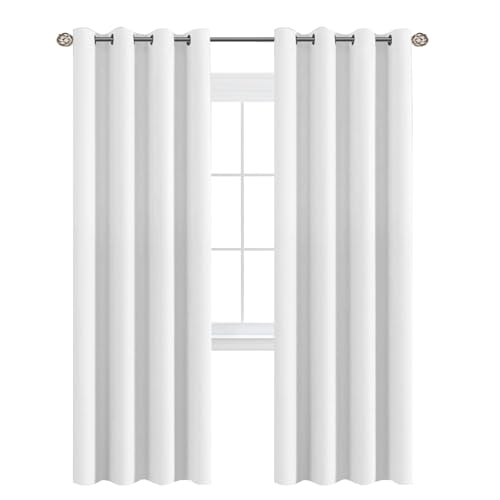 Image of H.VERSAILTEX White Curtains for Living Room Pure White Curtain 96 inches Long Thermal Insulated Window Treatment Panel /Drape for Bedroom, White, One Panel, Grommet Top, 52 inch W x 102 inch L