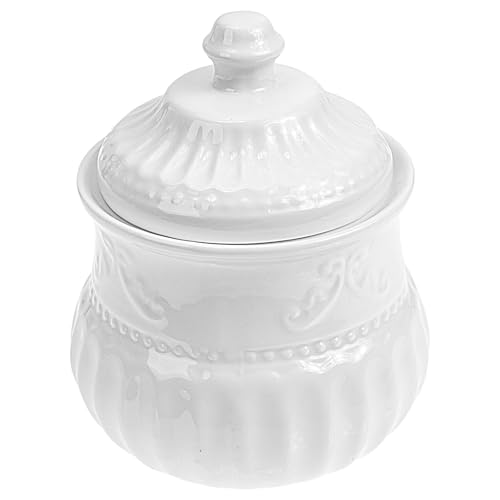 Tarro de cerámica blanco para café y azúcar con base estable 2