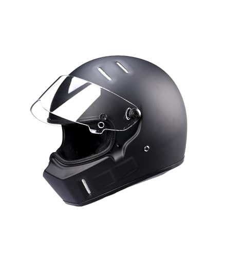 CRG Full-Face Motorcycle Street Bike Fiberglass Helmet DOT Certified Motocross Helmet Extra Large Size Helmet (Matte Black, Small)