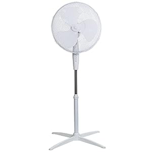 Russell Hobbs RHPPF1621 Standventilator, 40,5 cm, leicht, 3 Geschwindigkeiten, Weitwinkel-Schwenken, kräftiger Luftstrom, verstellbare Höhe, weiß