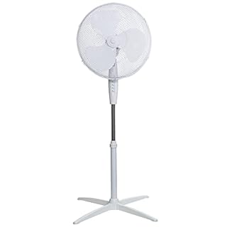 Russell Hobbs 16" Pouces, Léger, Ventilateur Sur Pied, 3 Vitesses, Oscillation Grand Angle, Flux D'Air Puissant, Hauteur Réglable, Blanc - Rhppf1621