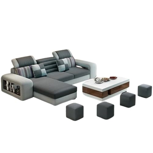 Image of Travis Luxury 8 Seater L Shape Sofa for Living Room Dark Grey & Light Grey LHS | Premium Sofa Set 8 Seater | L Shaped Sofa with Ottoman for Bedroom House Decor