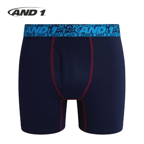 AND1 Mens Boxer Briefs - 5 Pack Stretch Performance Mens Underwear Boxers with Functional Fly Pouch, 6" Inseam (S-3XL)