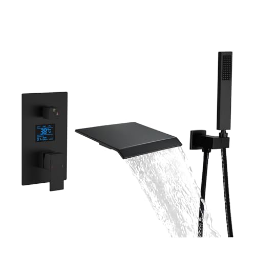 Robinet de baignoire cascade à haut débit avec douchette or