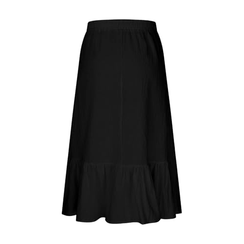 Flowy Tiered Skirts for Women High Waisted Pleated Summer Beach Skirt A Line Smocked Layered Dress with Pocket3