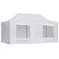Outsunny 10' x 20' Pop Up Canopy Tent with Sidewalls & Doors, Instant Tents for Parties with Wheeled Carry Bag, Height Adjustable, for Outdoor, Garden, Patio, White