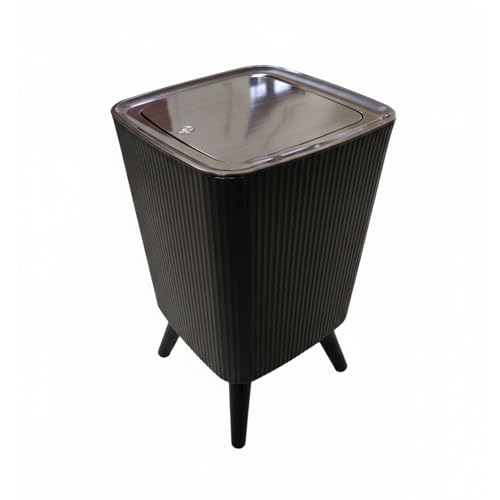 Image of House of Quirk Bathroom Trash Cans with Lids, 9 Litre Modern Office Trash Can for Near Desk, Kitchen Garbage Can Small Garbage Bin, Nordic Waste Bin (Black)