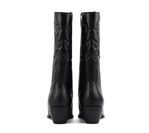 Image of Soda inchTELLER inch ~ Women's Western Cowboy Boots with Stitched Detailing, Pointed Toe, and Low Block Heel