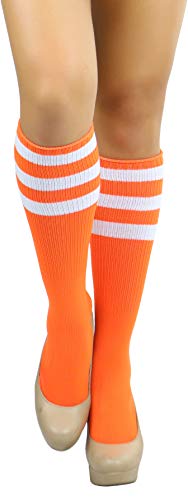 Image of ToBeInStyle Women's Premium Below Knee Athletic Socks w /Contrasting Wide Stripes