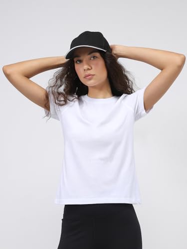 Image of NOBERO 100% Cotton T-Shirts for Women Stylish | Regular Fit | Solid T Shirts for Women 180 GSM Combed Cotton | Crew Neck Half Sleeve