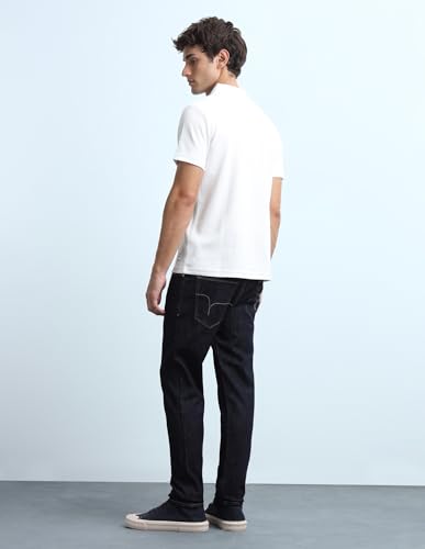 Image of Flying Machine Men's Slim Tapered Fit Jeans| Solid | Mid Rise | Stretchable | Jeans for Man