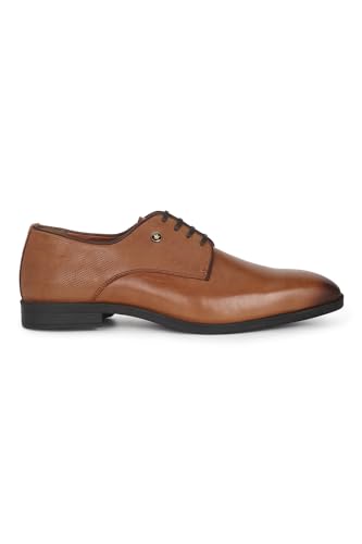 Image of Louis Philippe Men Premium Leather Breathable Lining Material Anti Slip with Heel TPR Sole Formal Derby Shoes