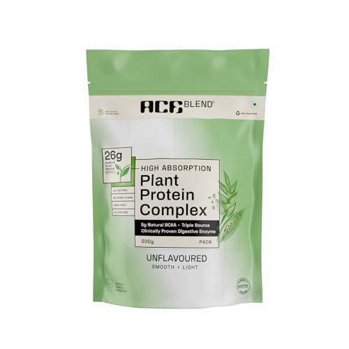 Ace Blend Unflavoured Plant Protein Triple Complex 1kg | Brown Rice, Pea & Lentil | 26G / Serving | Complete Amino Acids | Gut Friendly | Soluble Food Fortifier for Aata, Dosas, Gravies, Baking