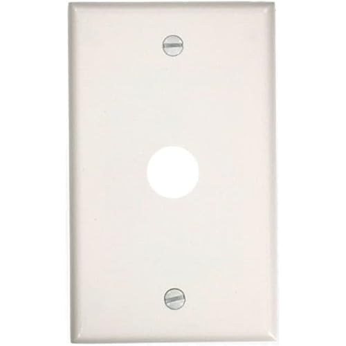 Leviton 88017 1-Gang .625-Inch Hole Device Telephone/Cable Wallplate, Standard Size, Thermoset, Box Mount, White