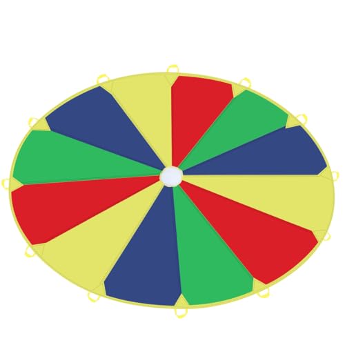 Sonyabecca Kids Play Parachute, Play Parachute 16ft with 12 Handles for Kids Cooperation Group Play