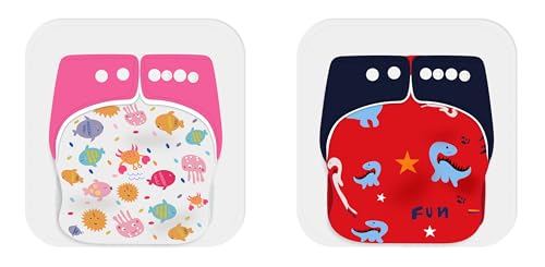 Image of Ambaby Organic Cotton Cloth Diapers - Pack of 4 | Leak-Proof & Reusable | 250ml Absorption | 2 Covers 2 Inserts 2 Boosters | Rash-Free Quick Dry