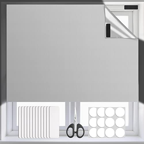 Portable Blackout Blinds, 300x145cm Temporary Blackout Material, 100% Blackout No Drill Blind Easy to Stick On Window for Nursery Bedroom and Travel, with Self Adhesive Fasteners and Scissors