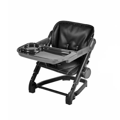 Image of Feed Me 3-in-1 Travel High Chair Booster Seat for Infants and Toddlers - Transitional, Compact & Fits Any Chair, Swivel Tray, Bubble Black