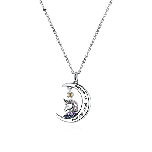 Pendentif cheval argent femme avec chaîne et oxydes de zirconium brillants