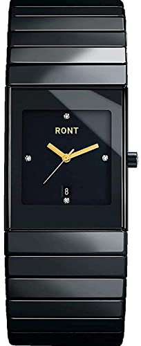 Image of RONT Luxury Analogue Men's Watch(Dial Black Colored Strap) Designing Ceramica Unisex Watch for Men Squre dial Black Edition