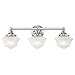 Prismatic Glass Schoolhouse Bathroom Light Chrome 3 Light 23.125 Inch Length
