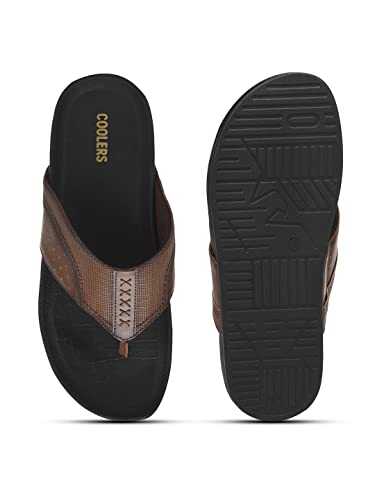 Image of Liberty Coolers Fast-2 Casual Slipper for Men - Black & Tan | Slip-on /Flats Slippers - Durable and Lightweight | Comfortable and Soft Outsole for Everyday Wear - Cushioned Footbed | Home Footwear