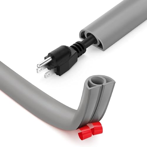 Opatiny Canalina flessibile per cavi di alimentazione, in PVC, 3 canali, foro da 8 mm, base antiscivolo, facile da tagliare e installare con adesivo, adatta per casa, ufficio, palestra, colore nero