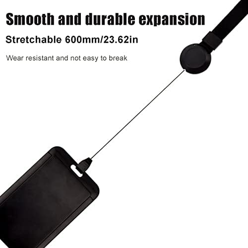 Black Lanyard with Card Holder Badge Card Holder Vertical Strap Badge Plastic ID Card Holder Waterproof Retractable Reel for Office and Exhibition