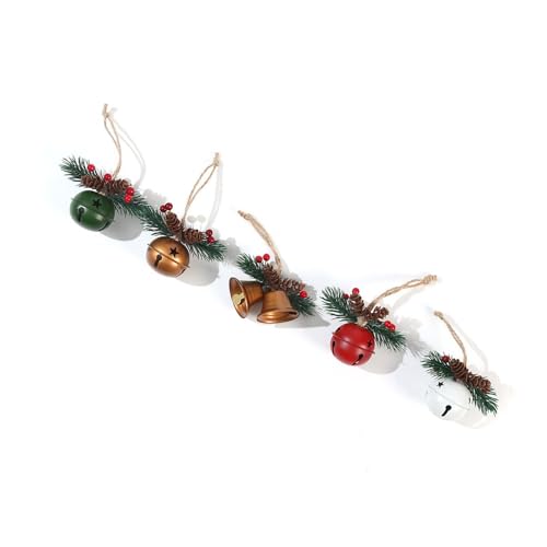 Juego de 5 campanas de Navidad para colgar, fácil instalación para puerta, porche, ventana, árbol de Navidad, decoración colgante de puerta
