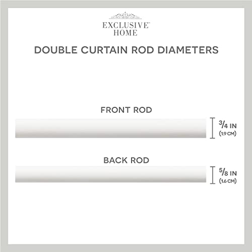 Exclusive Home Fetter Wrap Around Double Curtain Rod, Matte White, Adjustable 52"-72"