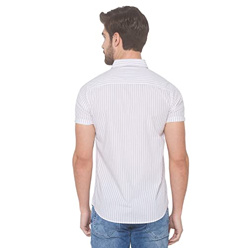 Image of Spykar Men's Cotton Slim Casual Shirts (Baby Pink) (4XL) (MSH-01BB-282)