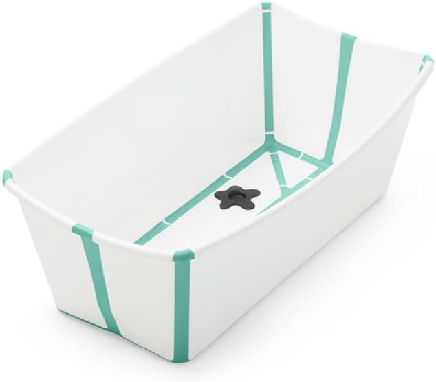 Stokke Flexi Bath, White Water - Składana wanna dla niemowląt - Lekka, trwała i łatwa do przechowywania - Praktyczna do użytku w domu lub w podróży - Dla noworodków i niemowląt