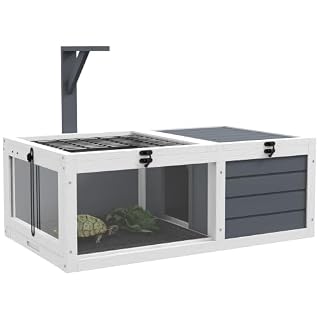 PawHut enclos tortue avec niche et support de lampe 81 cm