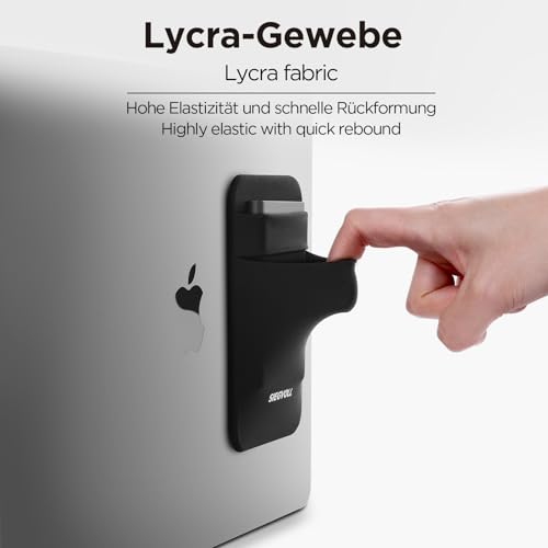 Siegvoll Funda adhesiva de 2 bolsillos para ordenador portátil, compatible con SSD externo portátil (como SanDisk, Samsung, Crucial), cables USB y más, color negro - imagen 5